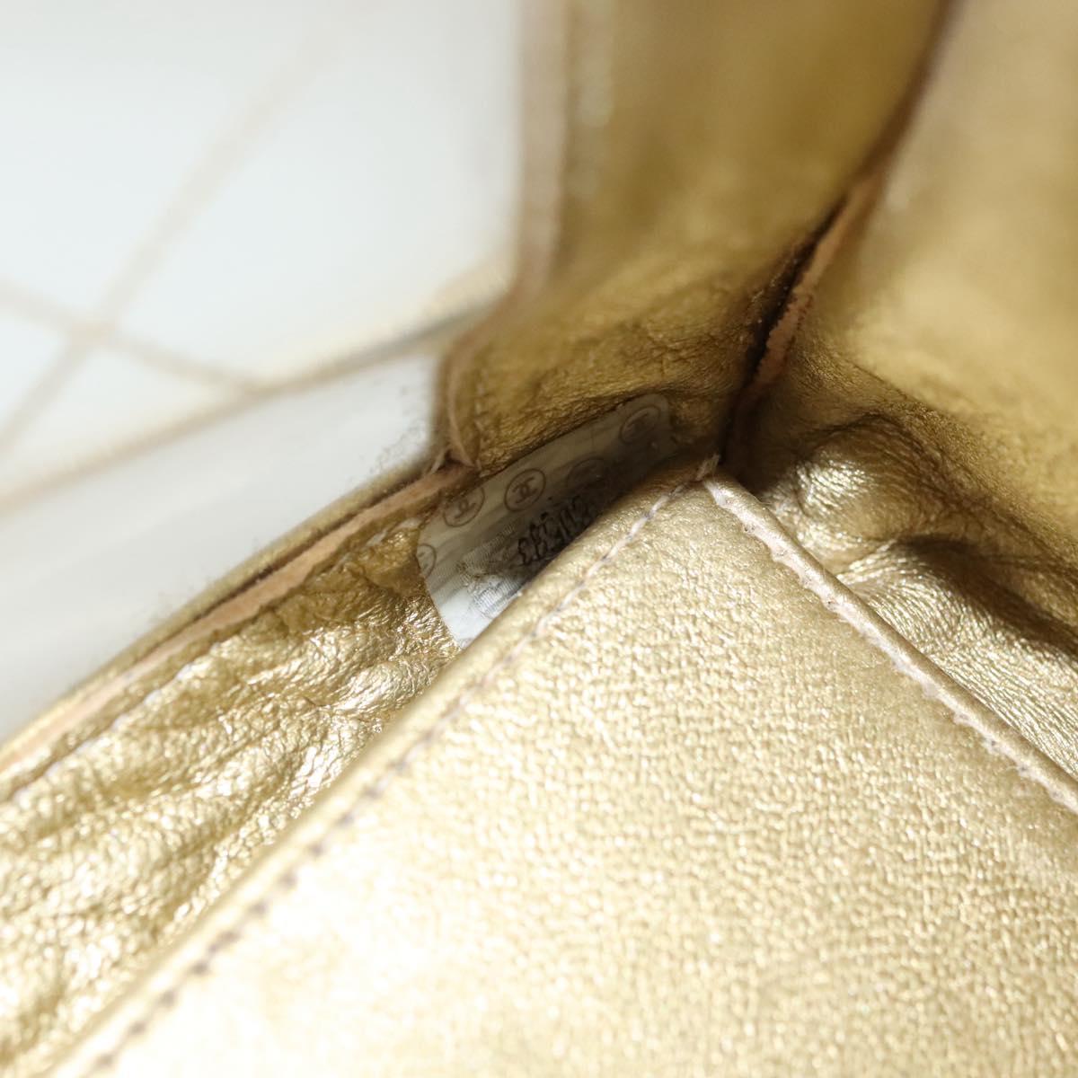 CHANEL Matelasse Chain Shoulder Bag Vinyl Clear Gold CC Auth 124906