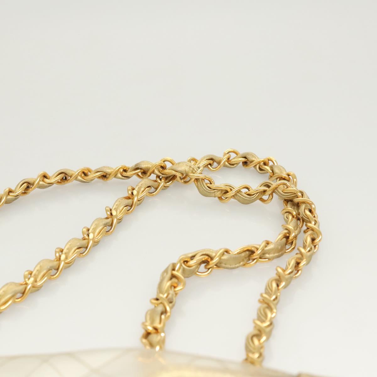 CHANEL Matelasse Chain Shoulder Bag Vinyl Clear Gold CC Auth 124906
