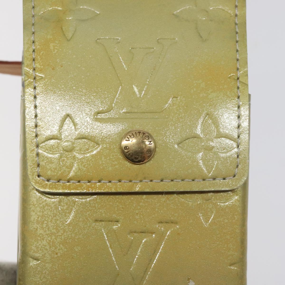 LOUIS VUITTON Monogram Vernis Green Cigarette Case Gris LV Auth 124911