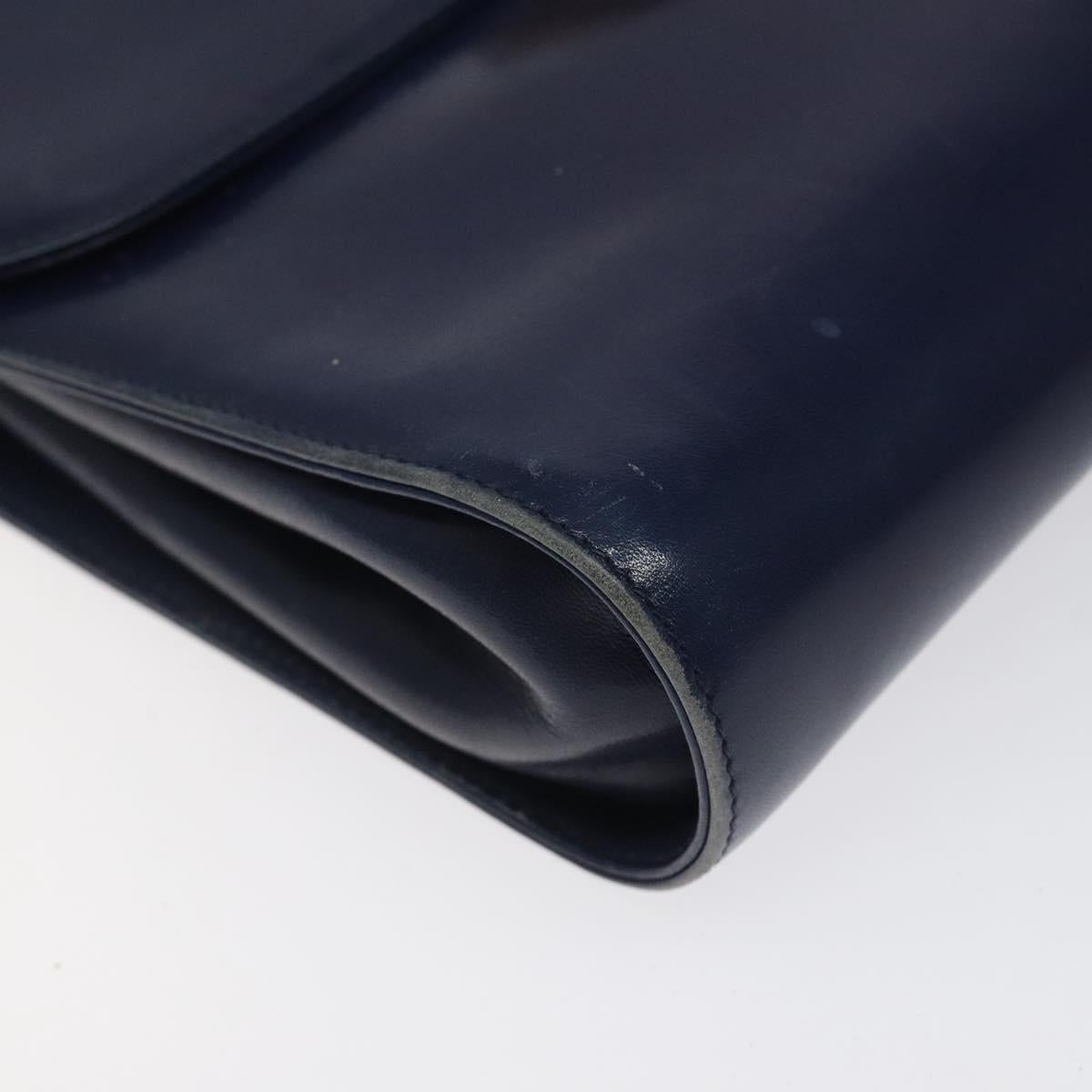 Salvatore Ferragamo Gancini Shoulder Bag Leather Blue Gold Auth 124976