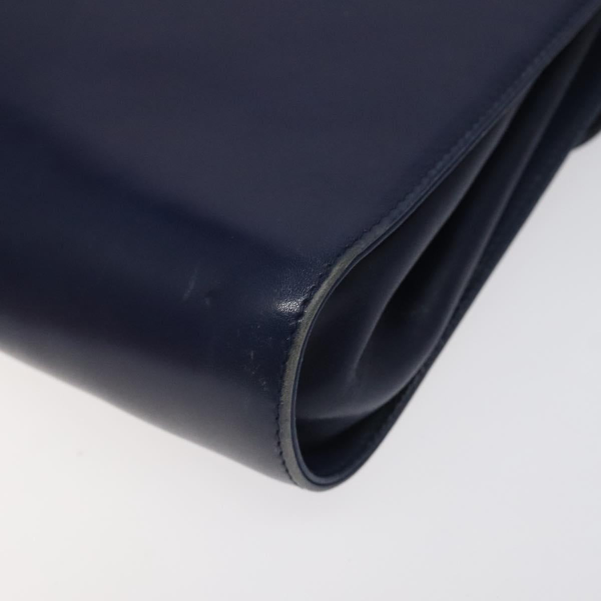 Salvatore Ferragamo Gancini Shoulder Bag Leather Blue Gold Auth 124976