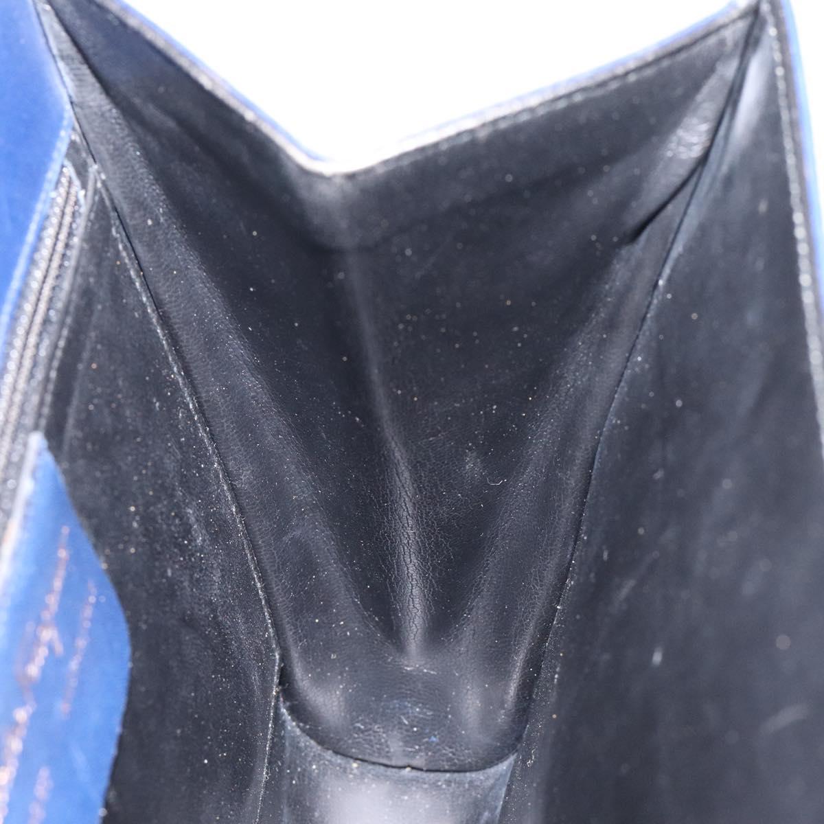 Salvatore Ferragamo Gancini Shoulder Bag Leather Blue Gold Auth 124976