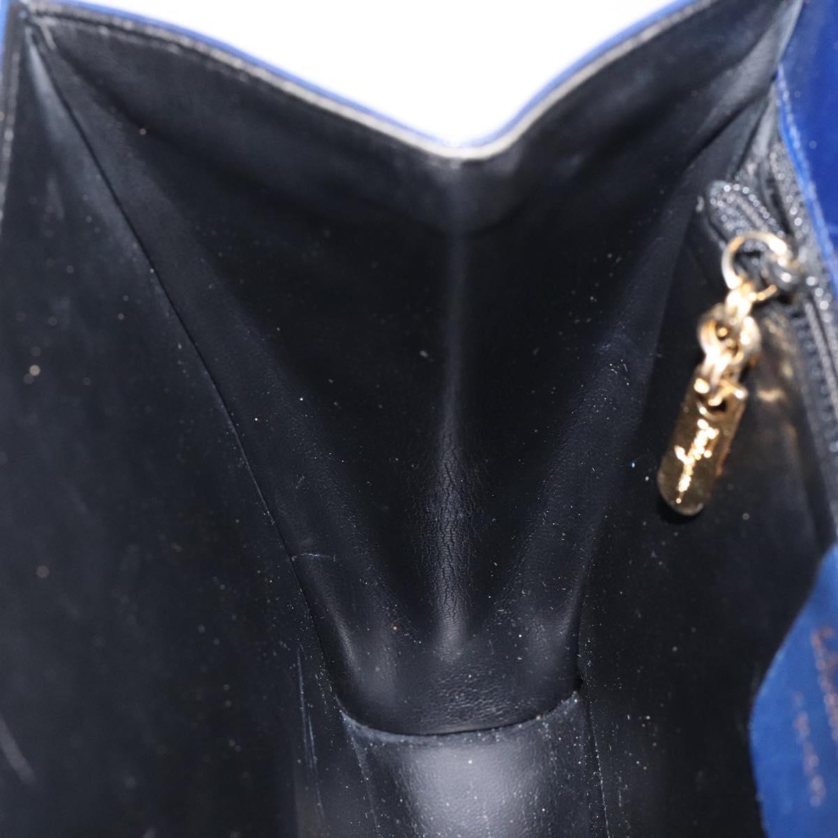 Salvatore Ferragamo Gancini Shoulder Bag Leather Blue Gold Auth 124976