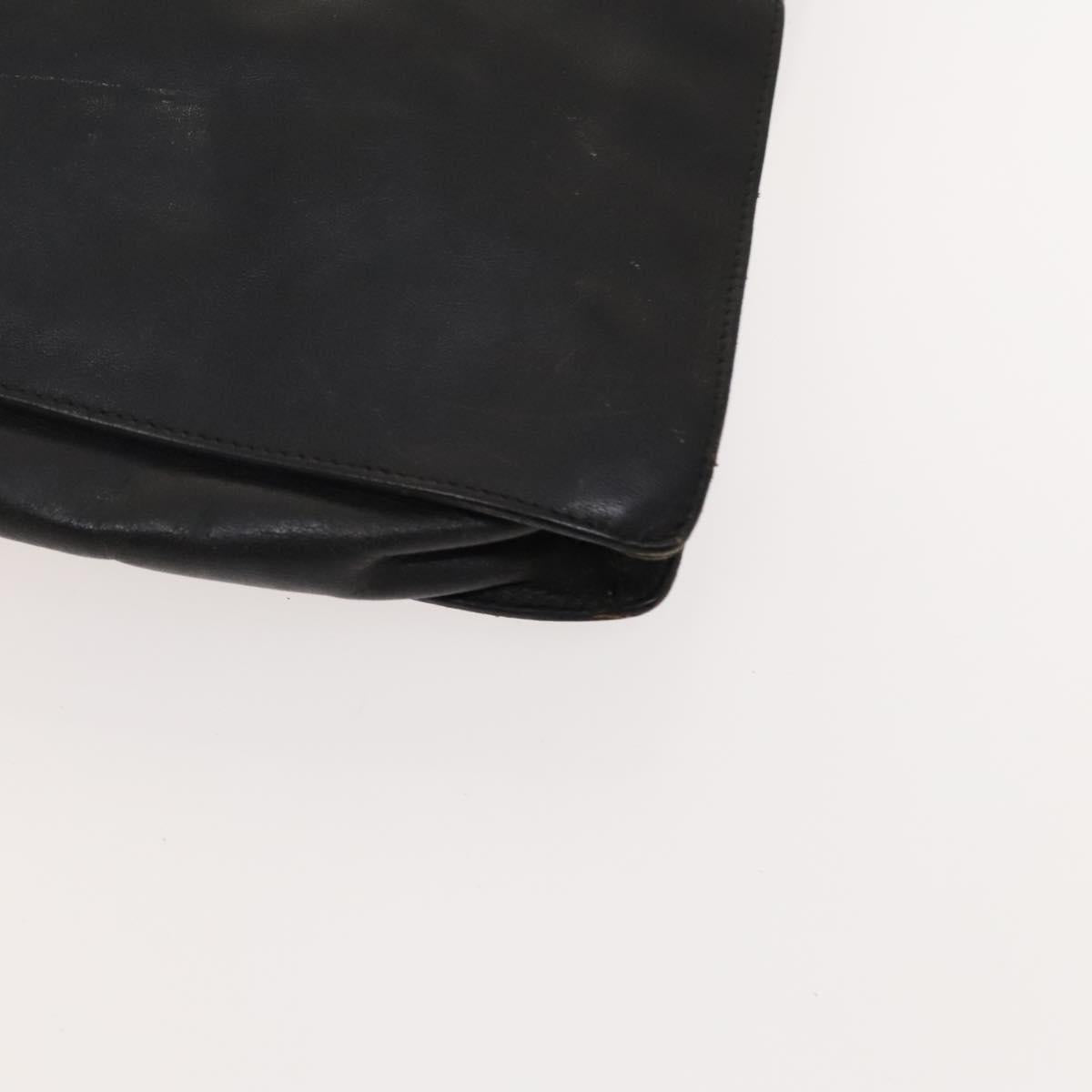 GUCCI Shoulder Bag Leather Black Gold Auth 124984