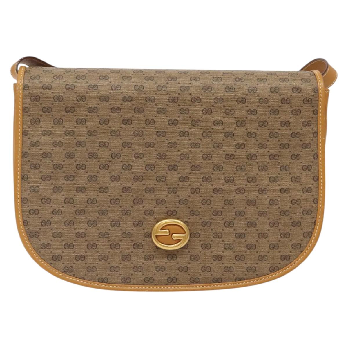 GUCCI Micro GG Supreme Shoulder Bag PVC Beige Gold 004 112 0363 Auth 124986