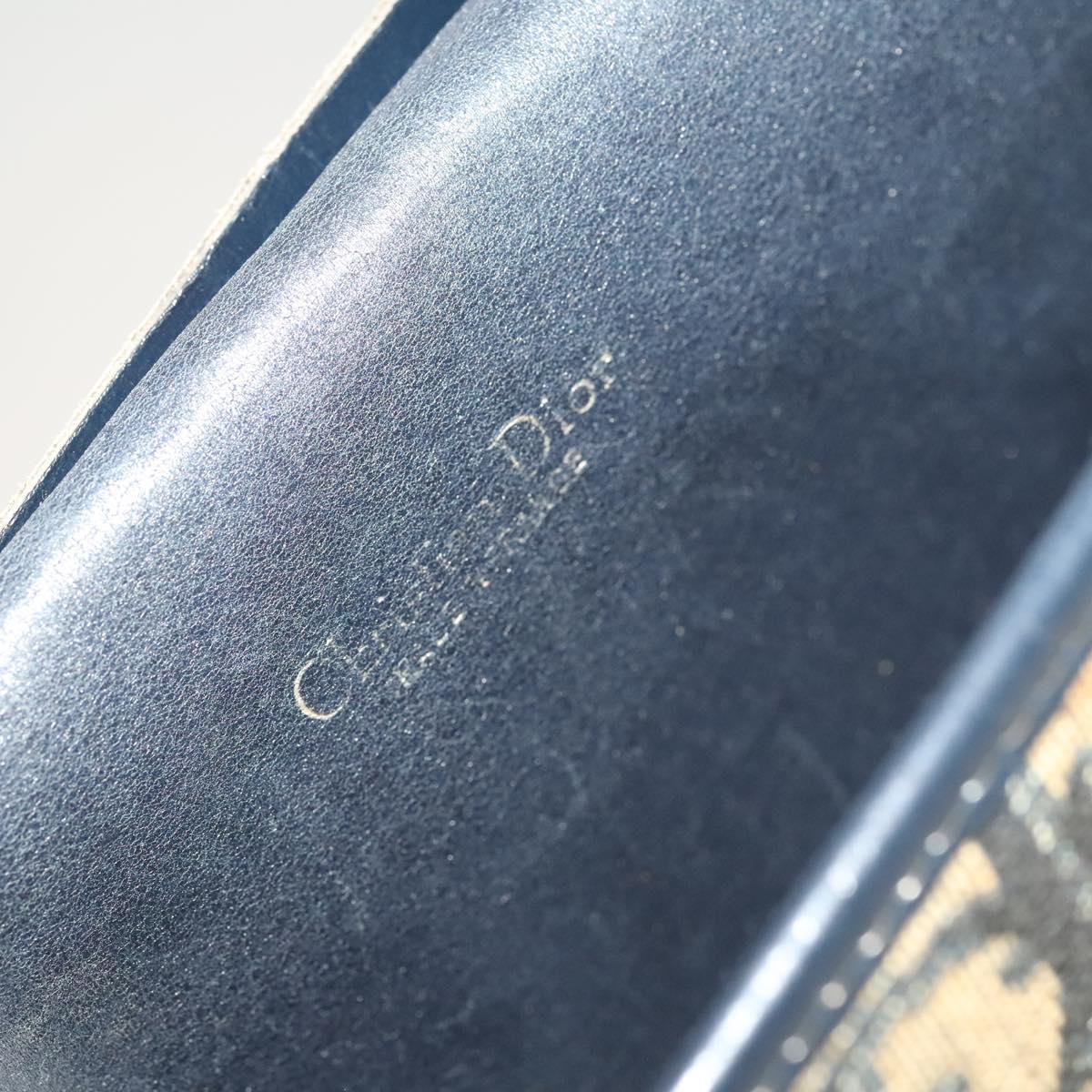 Christian Dior Trotter Canvas Chain Shoulder Bag Brown Gold Auth 124988