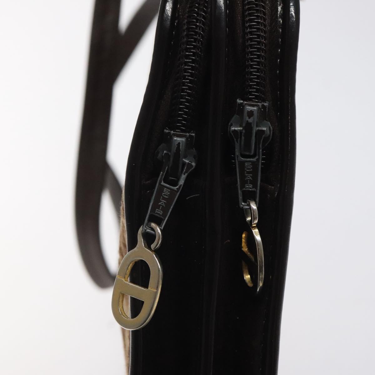 Christian Dior Trotter Canvas Shoulder Bag Brown Gold Auth 124989