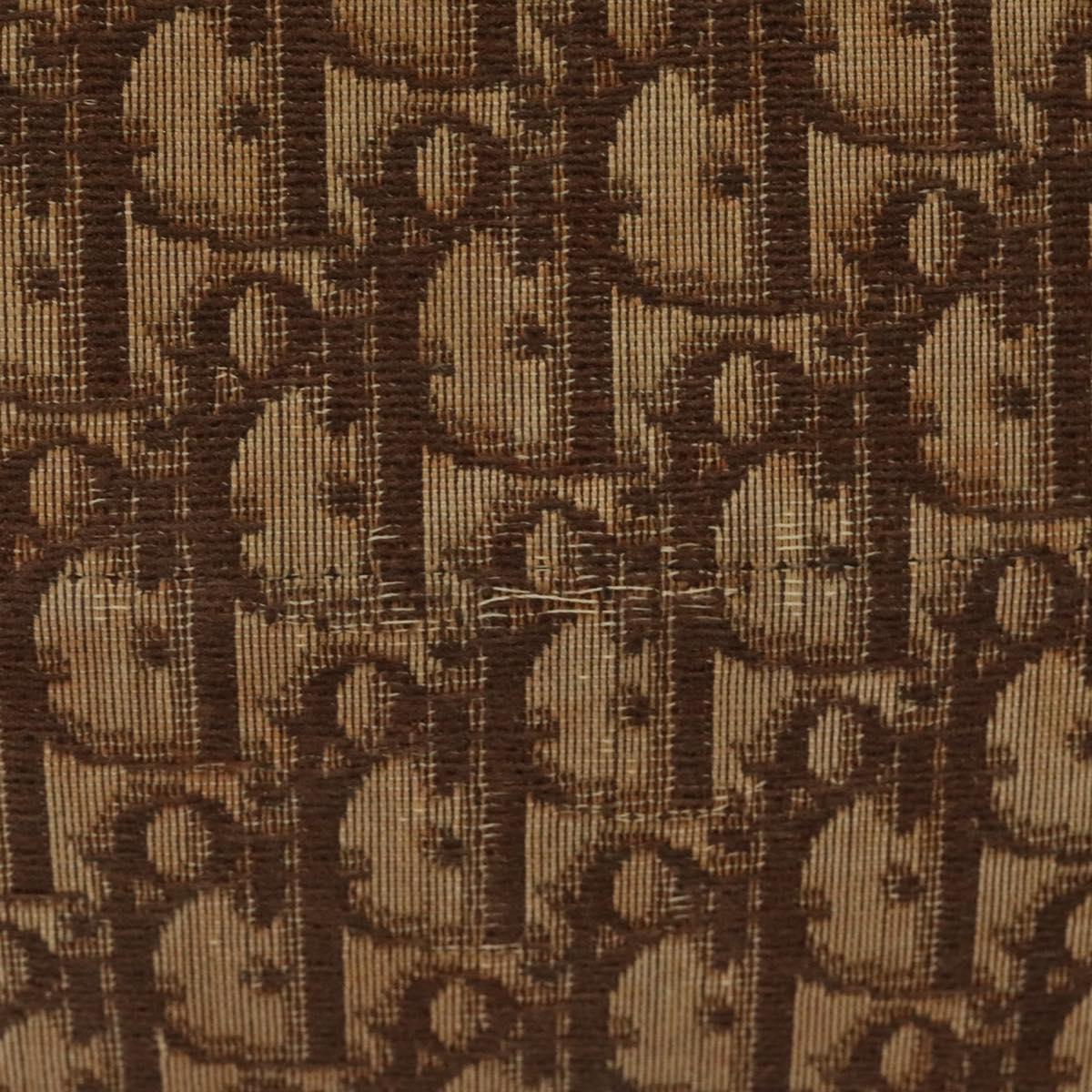 Christian Dior Trotter Canvas Shoulder Bag Brown Gold Auth 124989