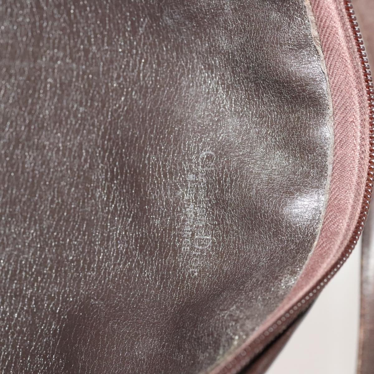 Christian Dior Trotter Canvas Shoulder Bag Brown Gold Auth 124990