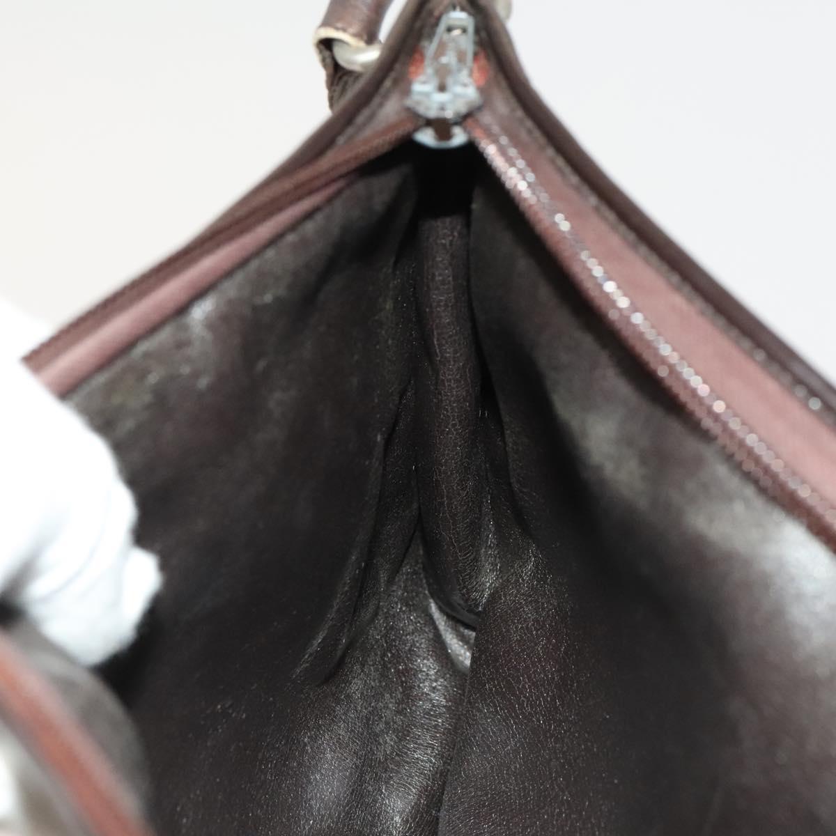 Christian Dior Trotter Canvas Shoulder Bag Brown Gold Auth 124990