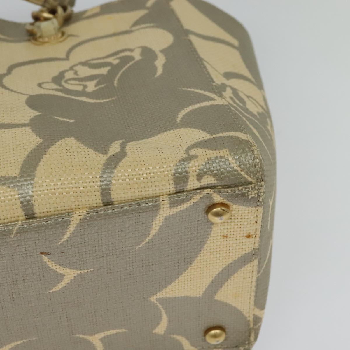 CHANEL Chain Tote Bag Straw Beige CC Auth 125000