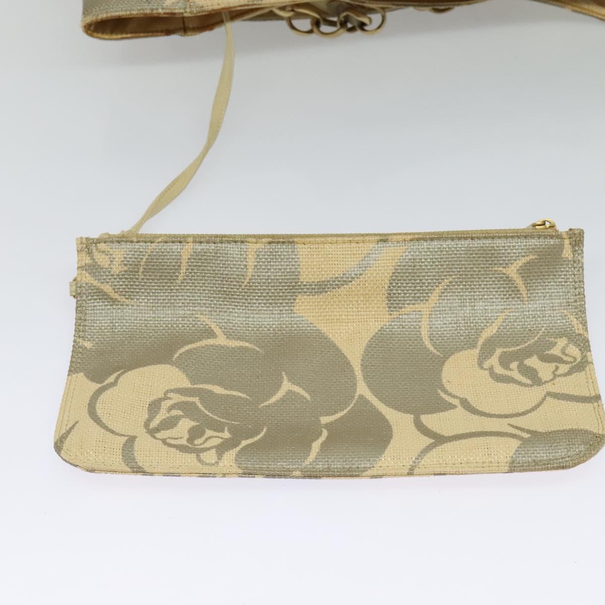 CHANEL Chain Tote Bag Straw Beige CC Auth 125000