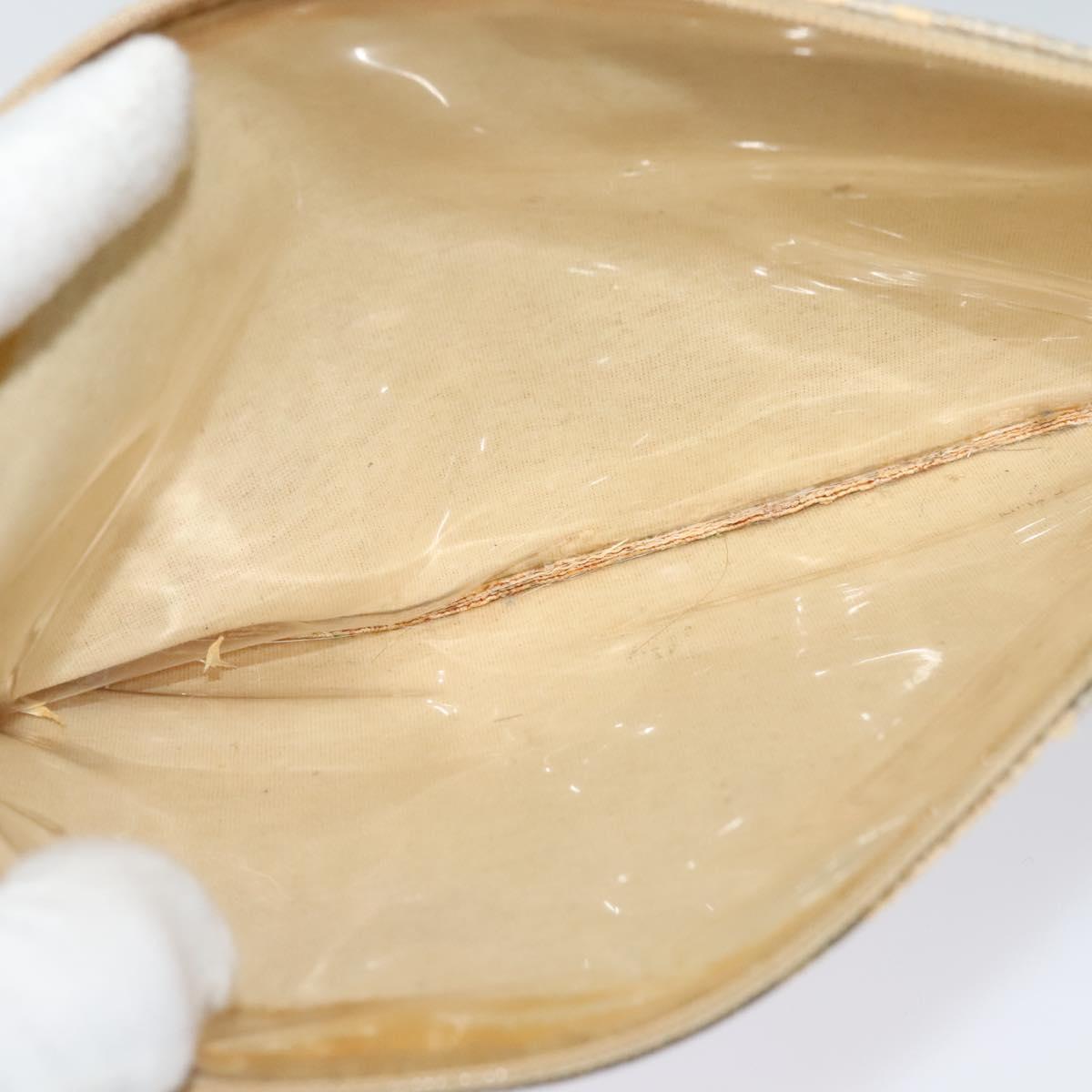 CHANEL Chain Tote Bag Straw Beige CC Auth 125000