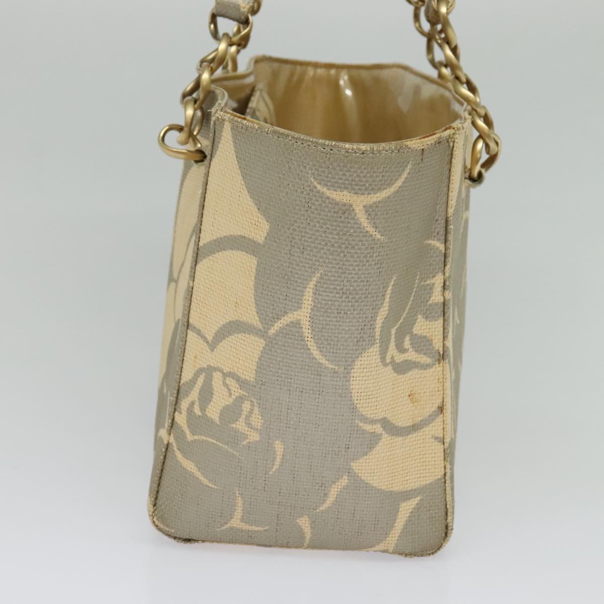 CHANEL Chain Tote Bag Straw Beige CC Auth 125000