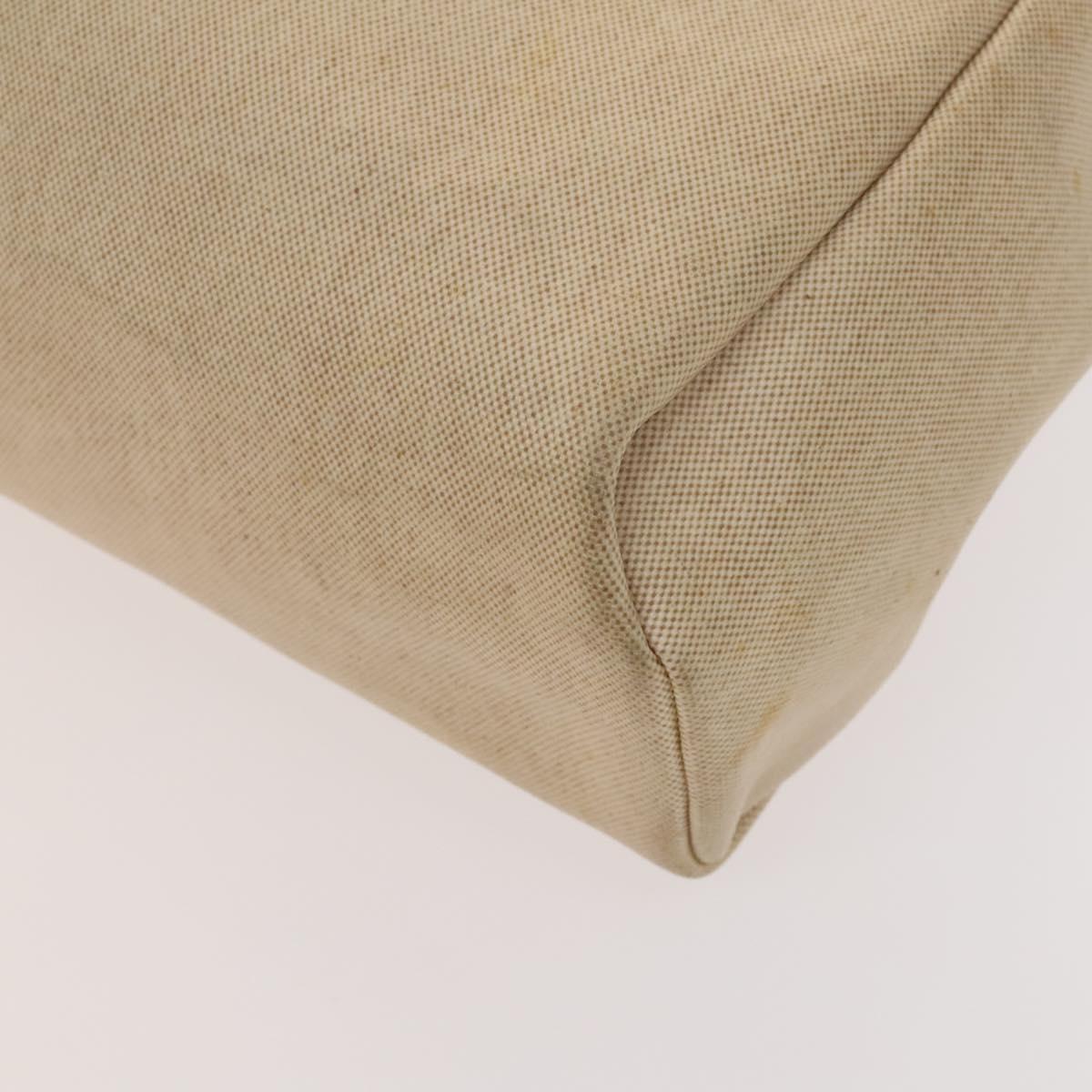 HERMES Herbag Cabas MM Hand Bag Canvas Leather Beige Brown Silver Auth 125002