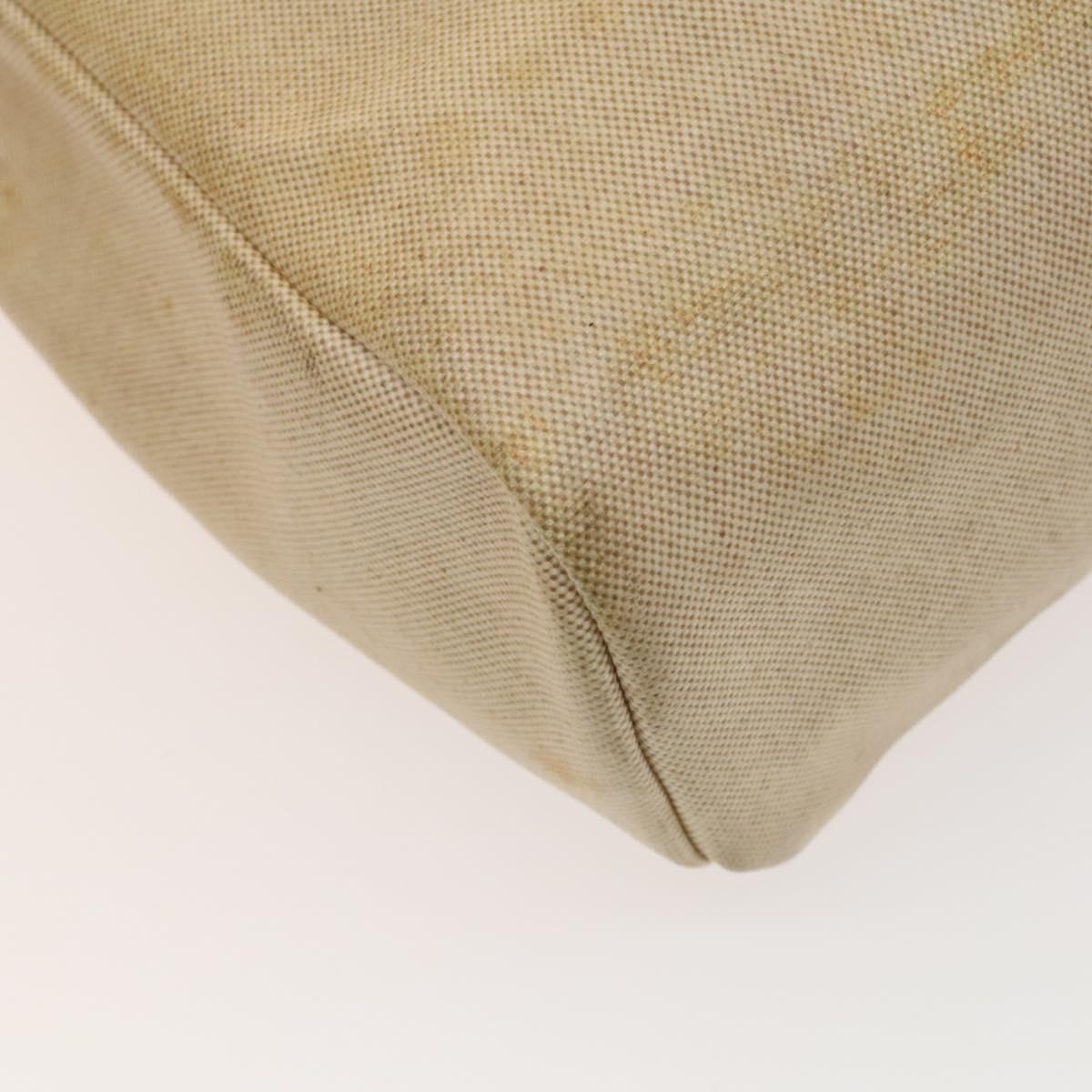 HERMES Herbag Cabas MM Hand Bag Canvas Leather Beige Brown Silver Auth 125002