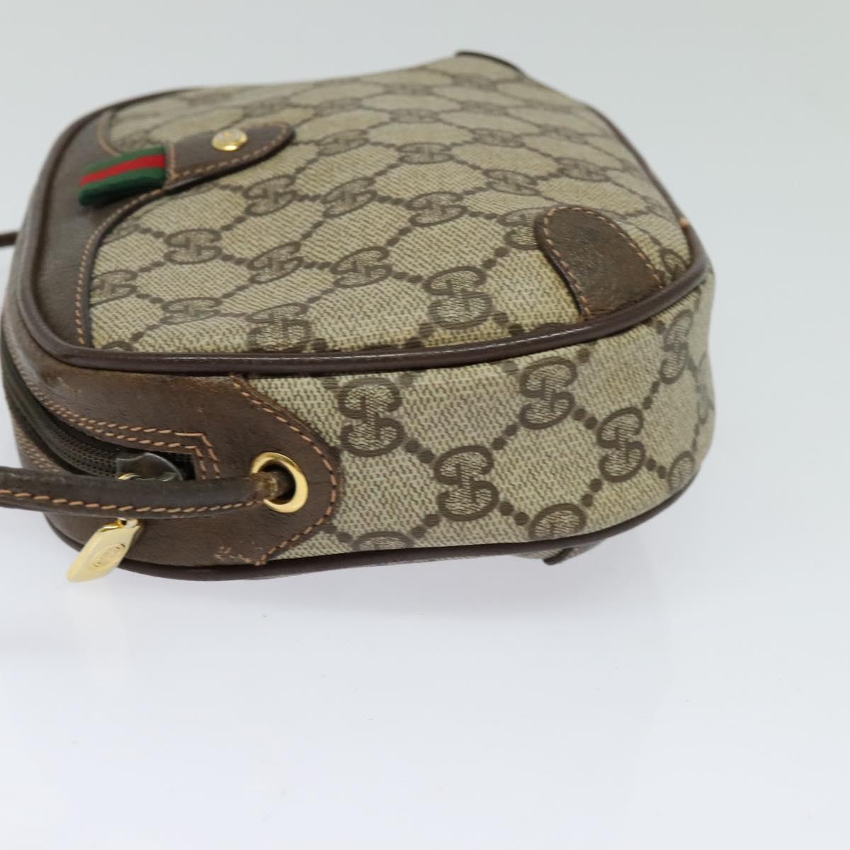 GUCCI GG Supreme Web Sherry Line Bag PVC Beige Gold 89 02 066 Auth 125020