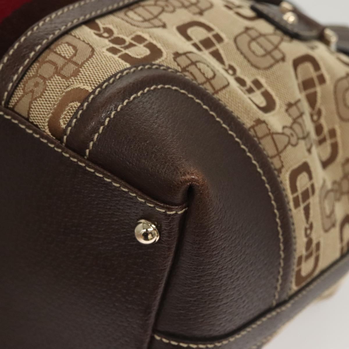 GUCCI Hand Bag Canvas Brown Gold 146002 Auth 125025