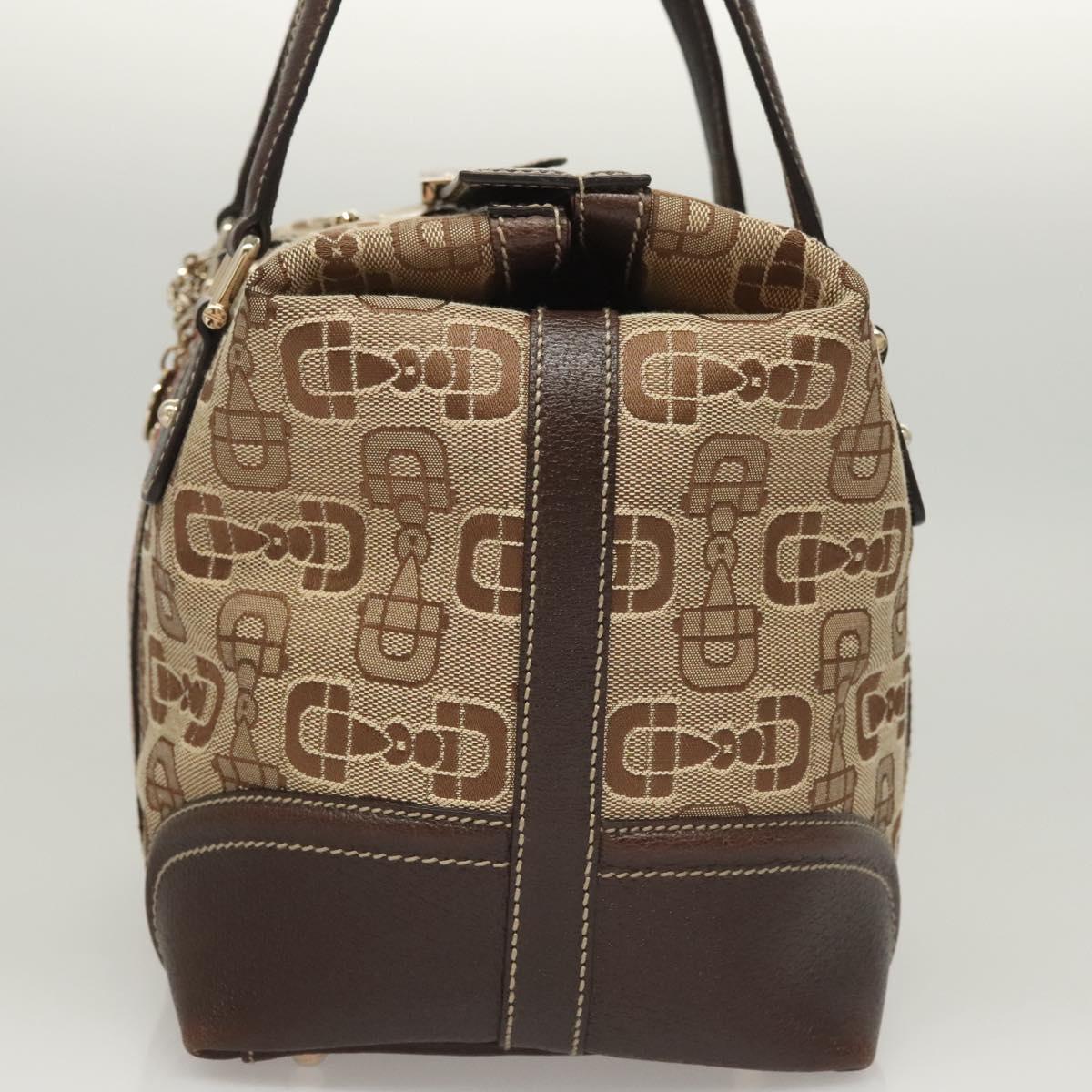 GUCCI Hand Bag Canvas Brown Gold 146002 Auth 125025