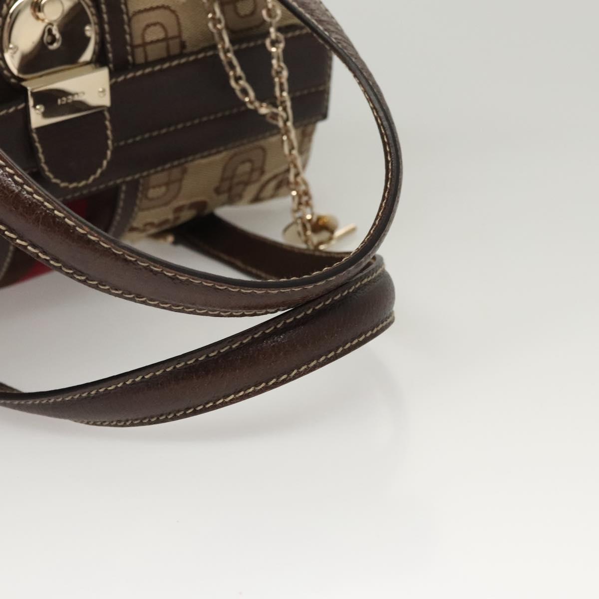 GUCCI Hand Bag Canvas Brown Gold 146002 Auth 125025