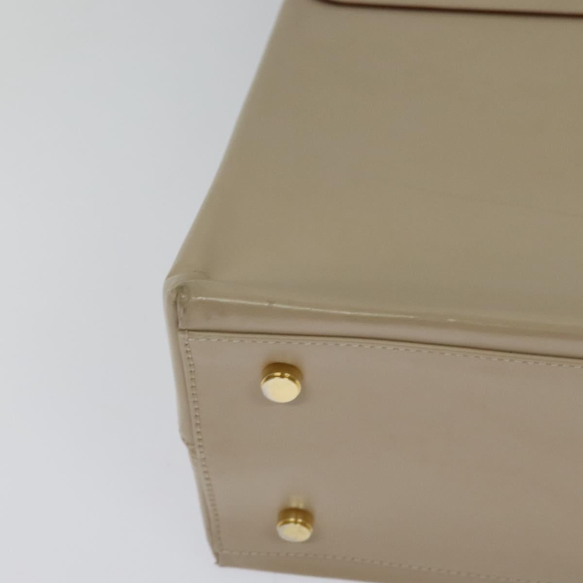 Salvatore Ferragamo Gancini Hand Bag Leather 2way Beige Gold Auth 125026