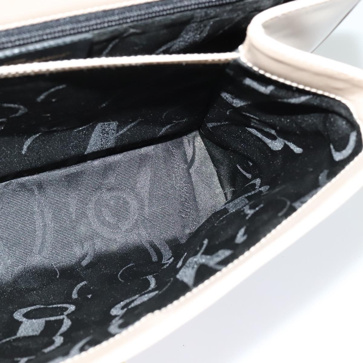 Salvatore Ferragamo Gancini Hand Bag Leather 2way Beige Gold Auth 125026