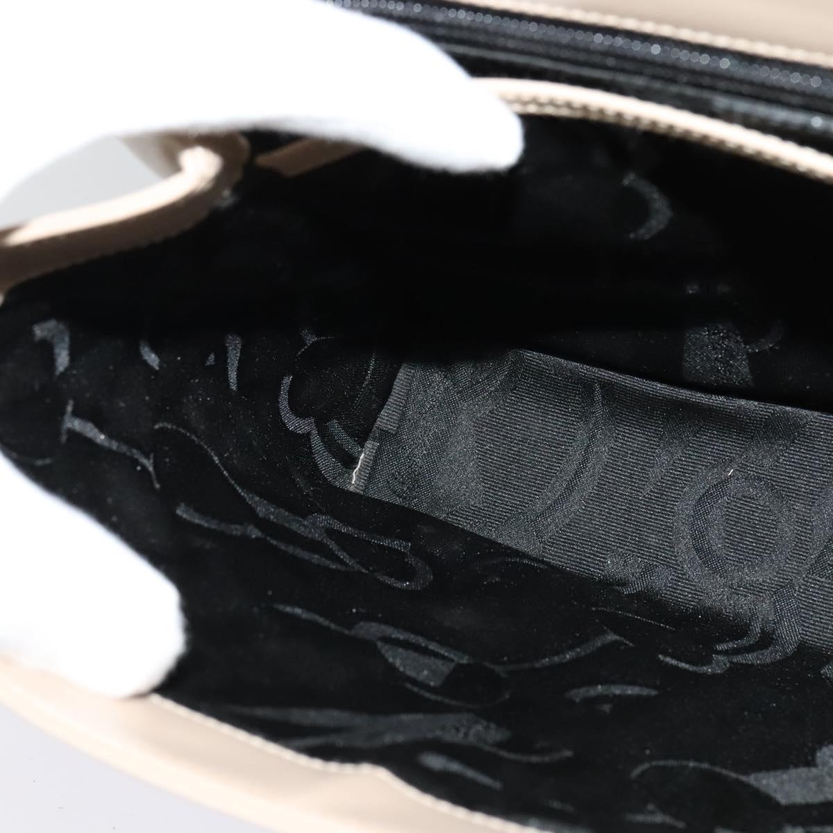 Salvatore Ferragamo Gancini Hand Bag Leather 2way Beige Gold Auth 125026