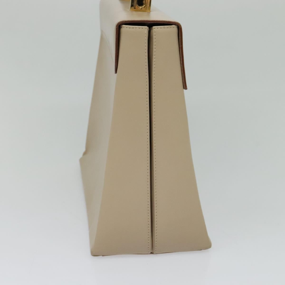 Salvatore Ferragamo Gancini Hand Bag Leather 2way Beige Gold Auth 125026