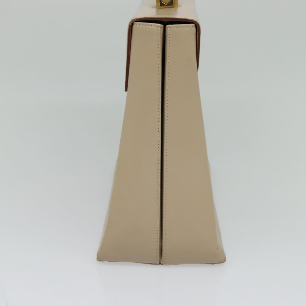 Salvatore Ferragamo Gancini Hand Bag Leather 2way Beige Gold Auth 125026