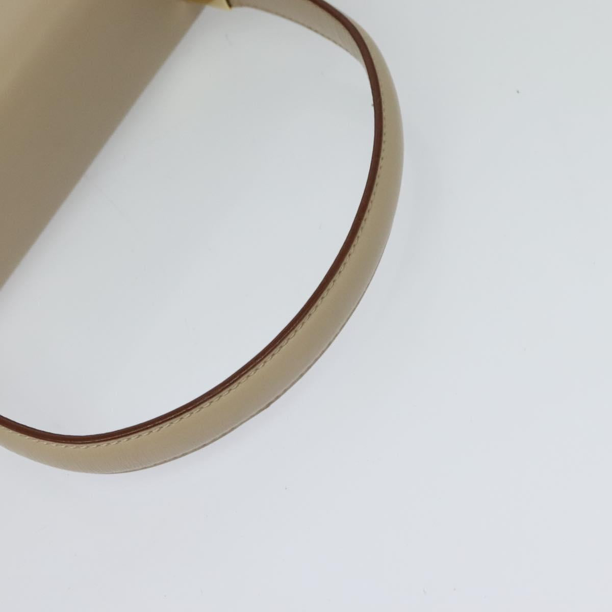 Salvatore Ferragamo Gancini Hand Bag Leather 2way Beige Gold Auth 125026