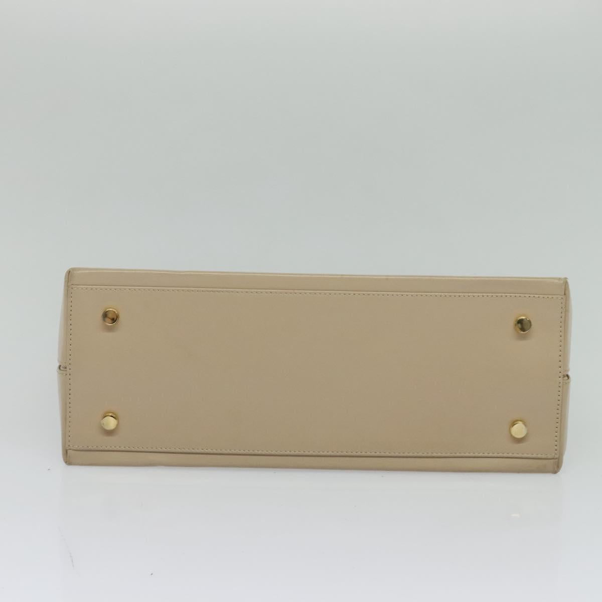 Salvatore Ferragamo Gancini Hand Bag Leather 2way Beige Gold Auth 125026