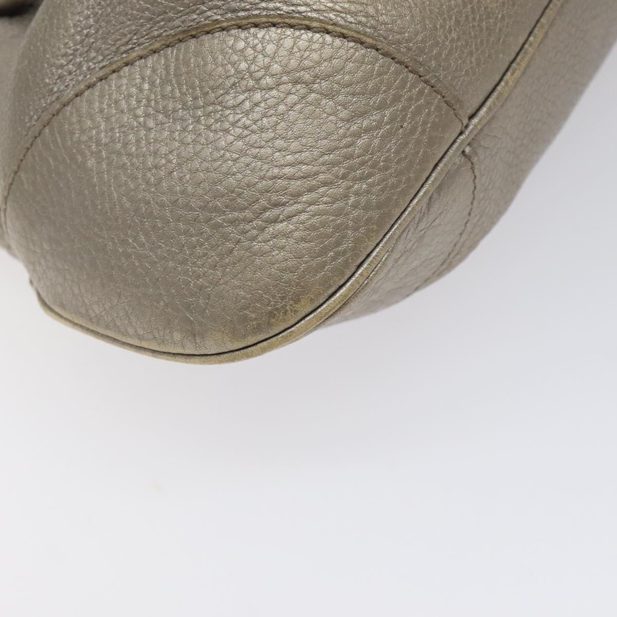 Salvatore Ferragamo Gancini Tote Bag Leather Silver Auth 125027