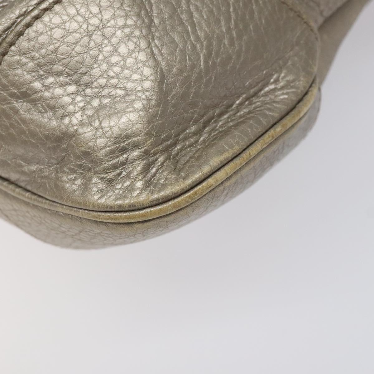 Salvatore Ferragamo Gancini Tote Bag Leather Silver Auth 125027