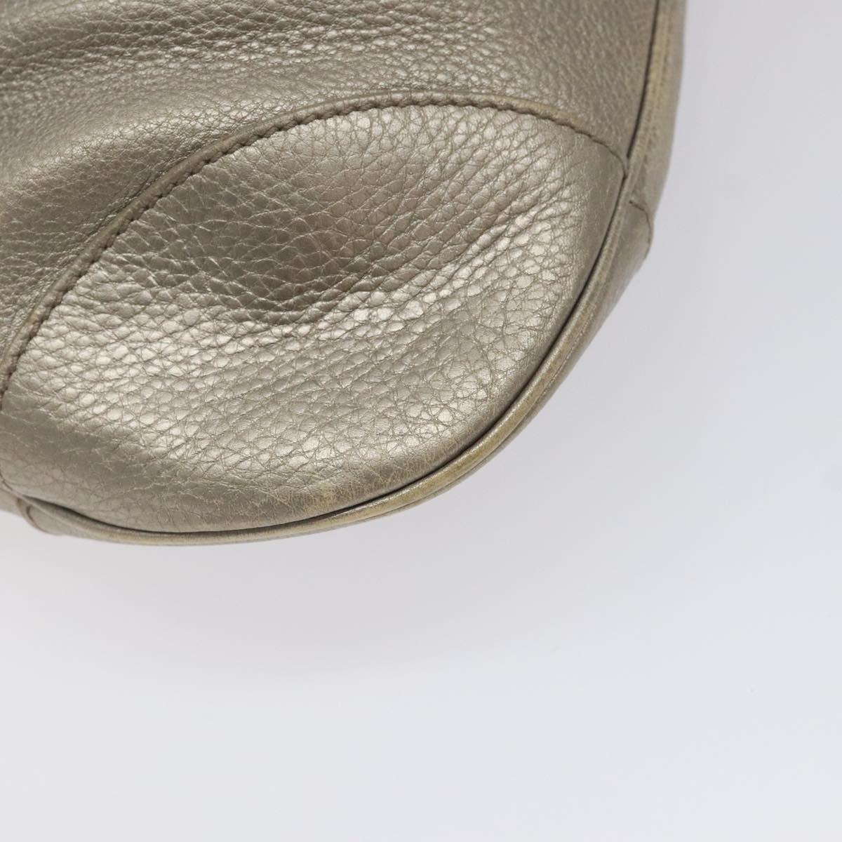 Salvatore Ferragamo Gancini Tote Bag Leather Silver Auth 125027