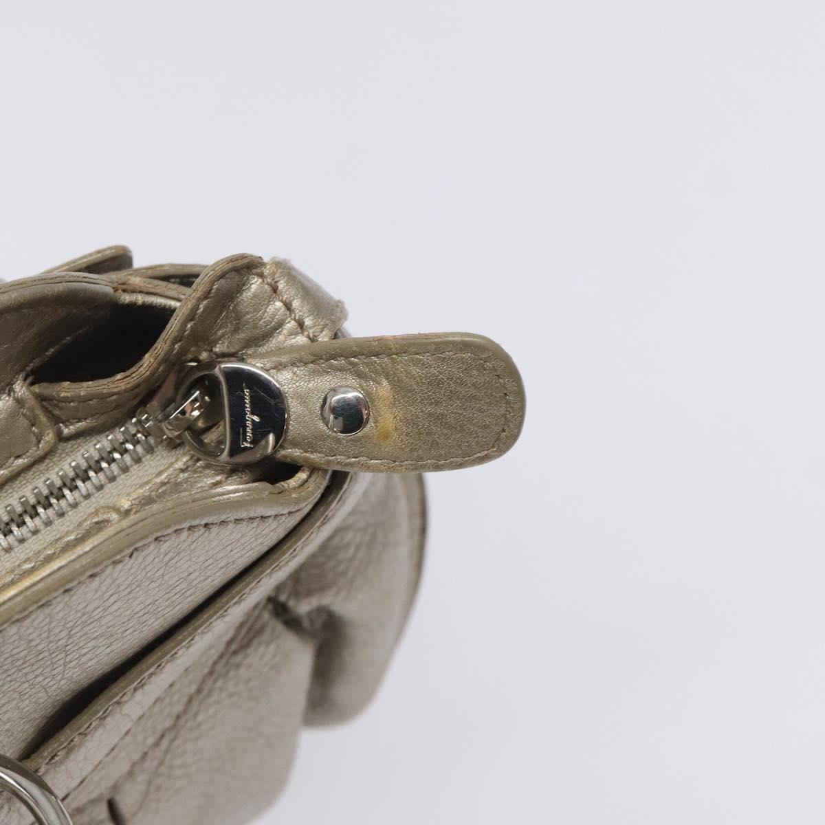 Salvatore Ferragamo Gancini Tote Bag Leather Silver Auth 125027