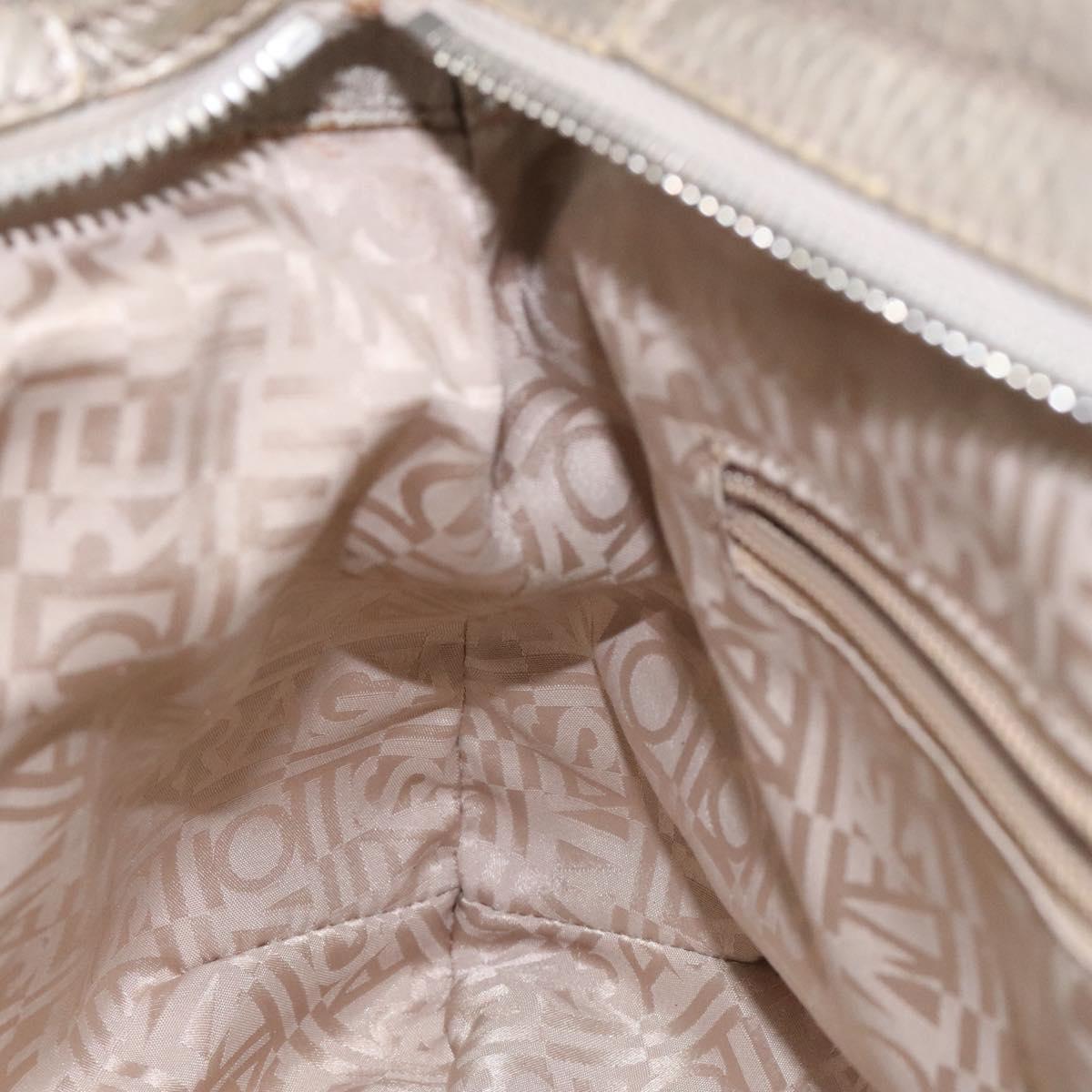 Salvatore Ferragamo Gancini Tote Bag Leather Silver Auth 125027