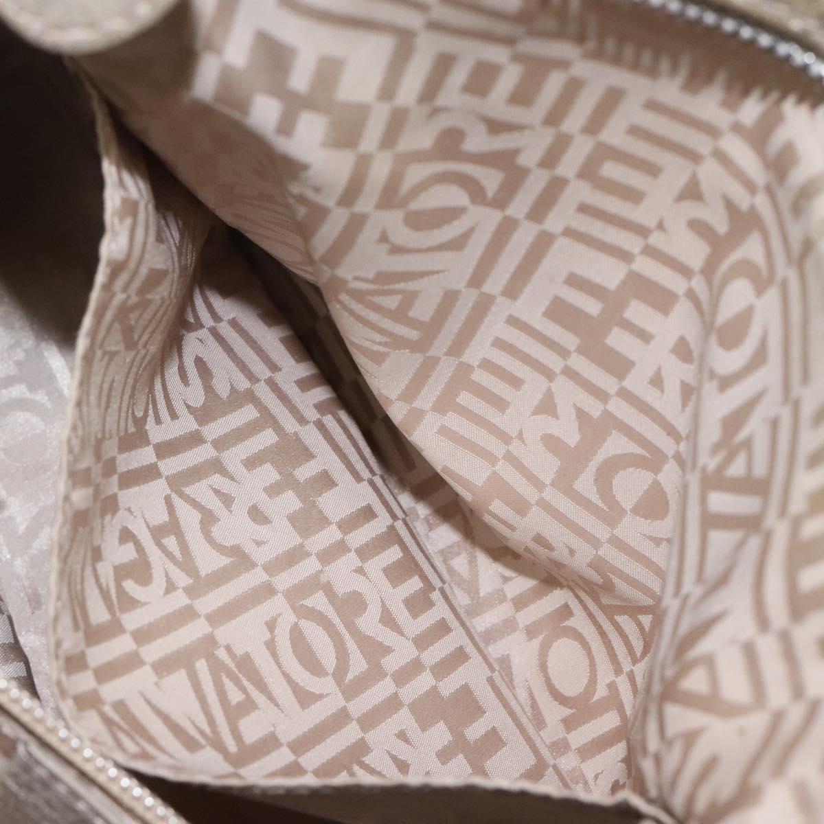 Salvatore Ferragamo Gancini Tote Bag Leather Silver Auth 125027