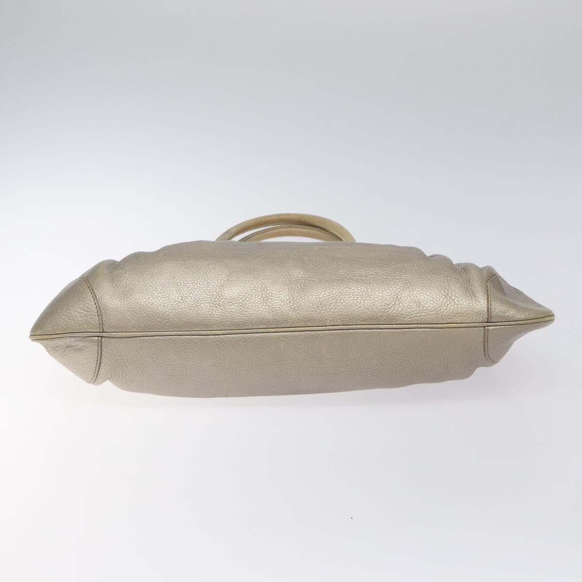 Salvatore Ferragamo Gancini Tote Bag Leather Silver Auth 125027