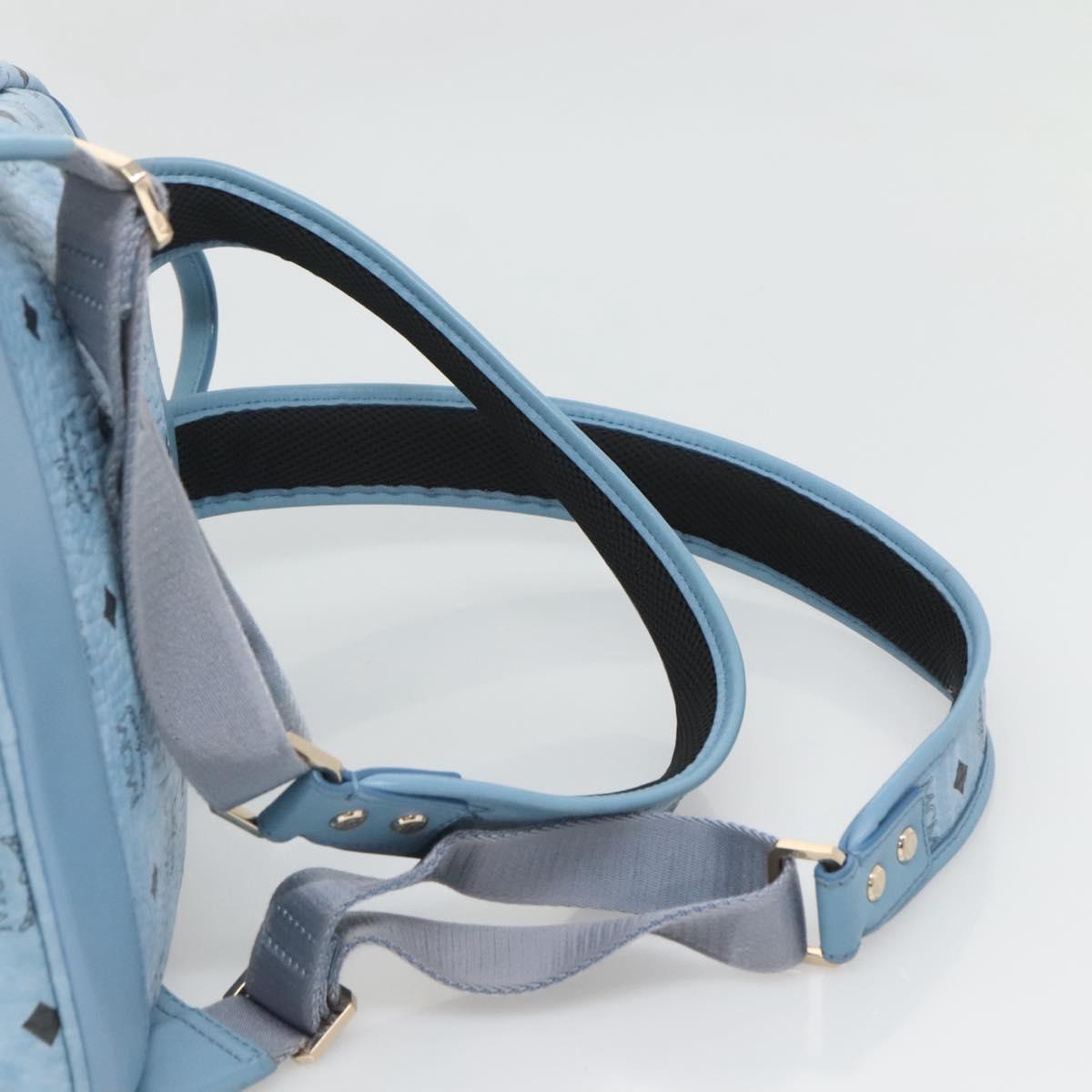 MCM Logogram Vicetos Backpack PVC Leather Light Blue Auth 125034