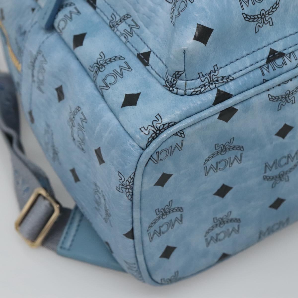 MCM Logogram Vicetos Backpack PVC Leather Light Blue Auth 125034