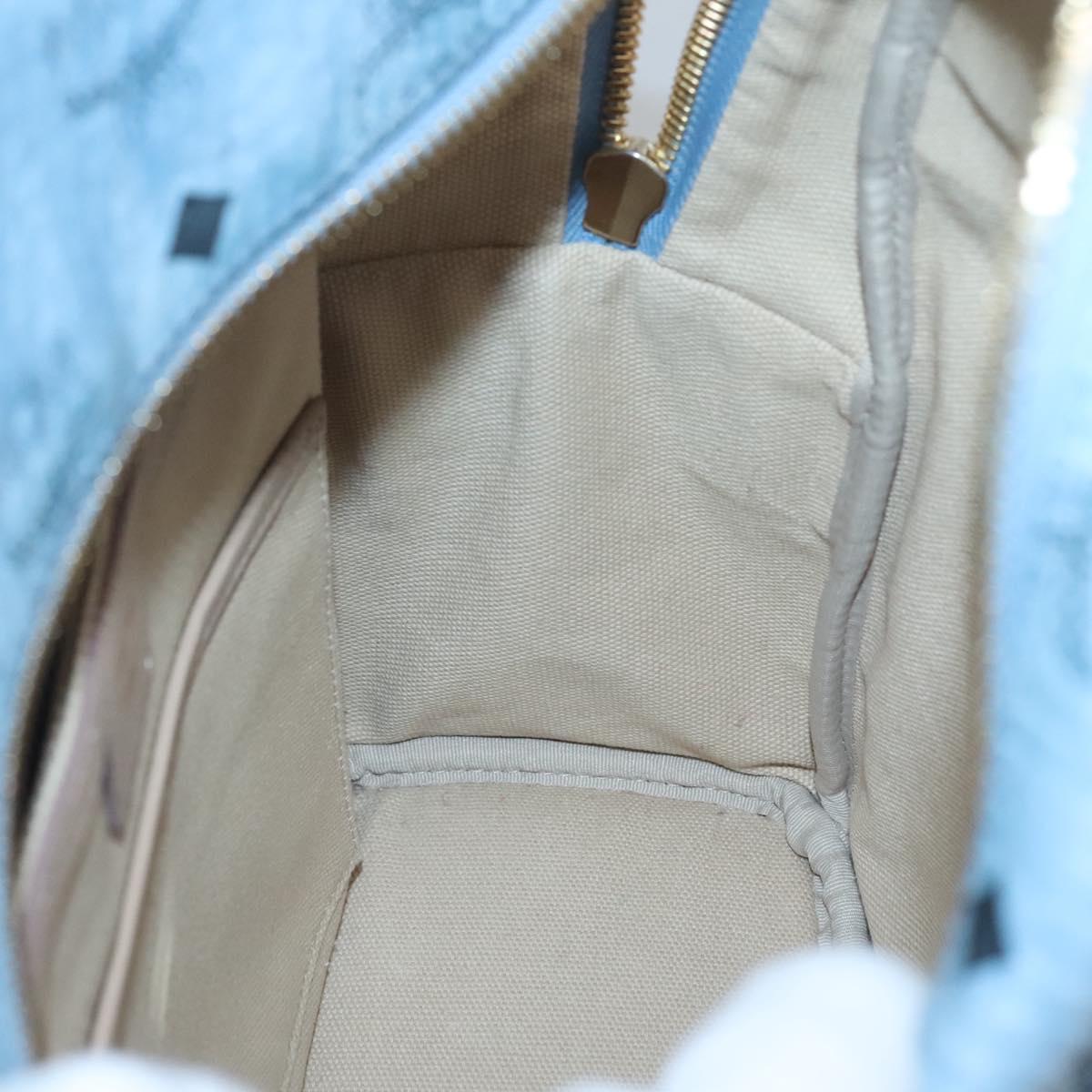 MCM Logogram Vicetos Backpack PVC Leather Light Blue Auth 125034