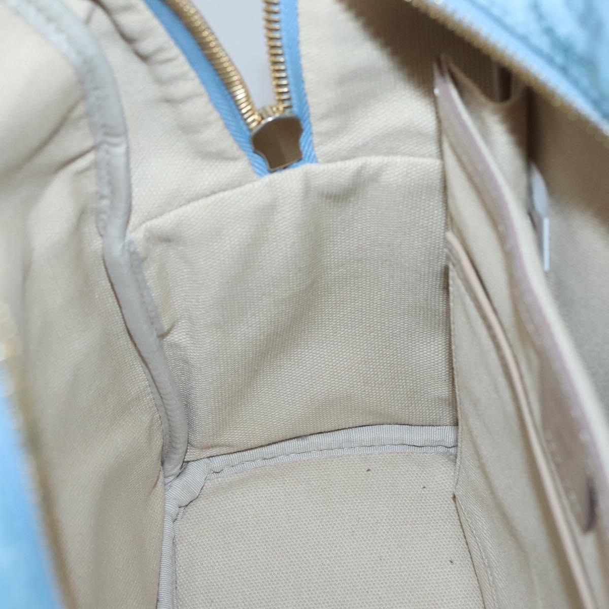 MCM Logogram Vicetos Backpack PVC Leather Light Blue Auth 125034