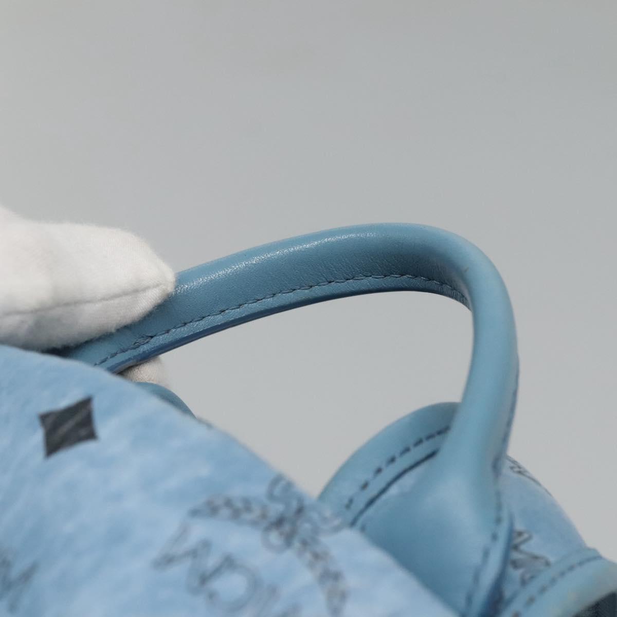 MCM Logogram Vicetos Backpack PVC Leather Light Blue Auth 125034