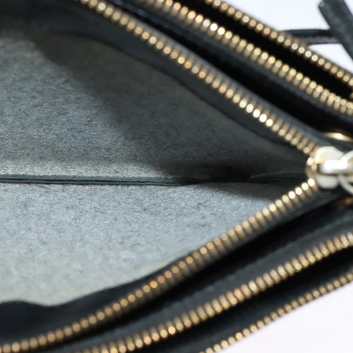 CELINE Trio Shoulder Bag Leather Black Gold Auth 125093