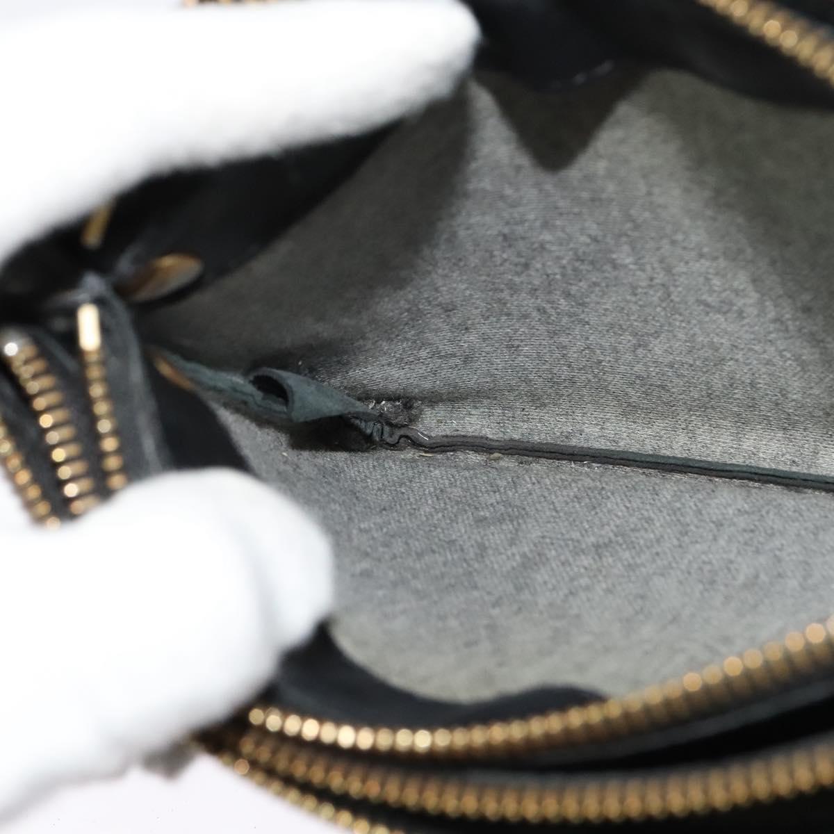 CELINE Trio Shoulder Bag Leather Black Gold Auth 125093