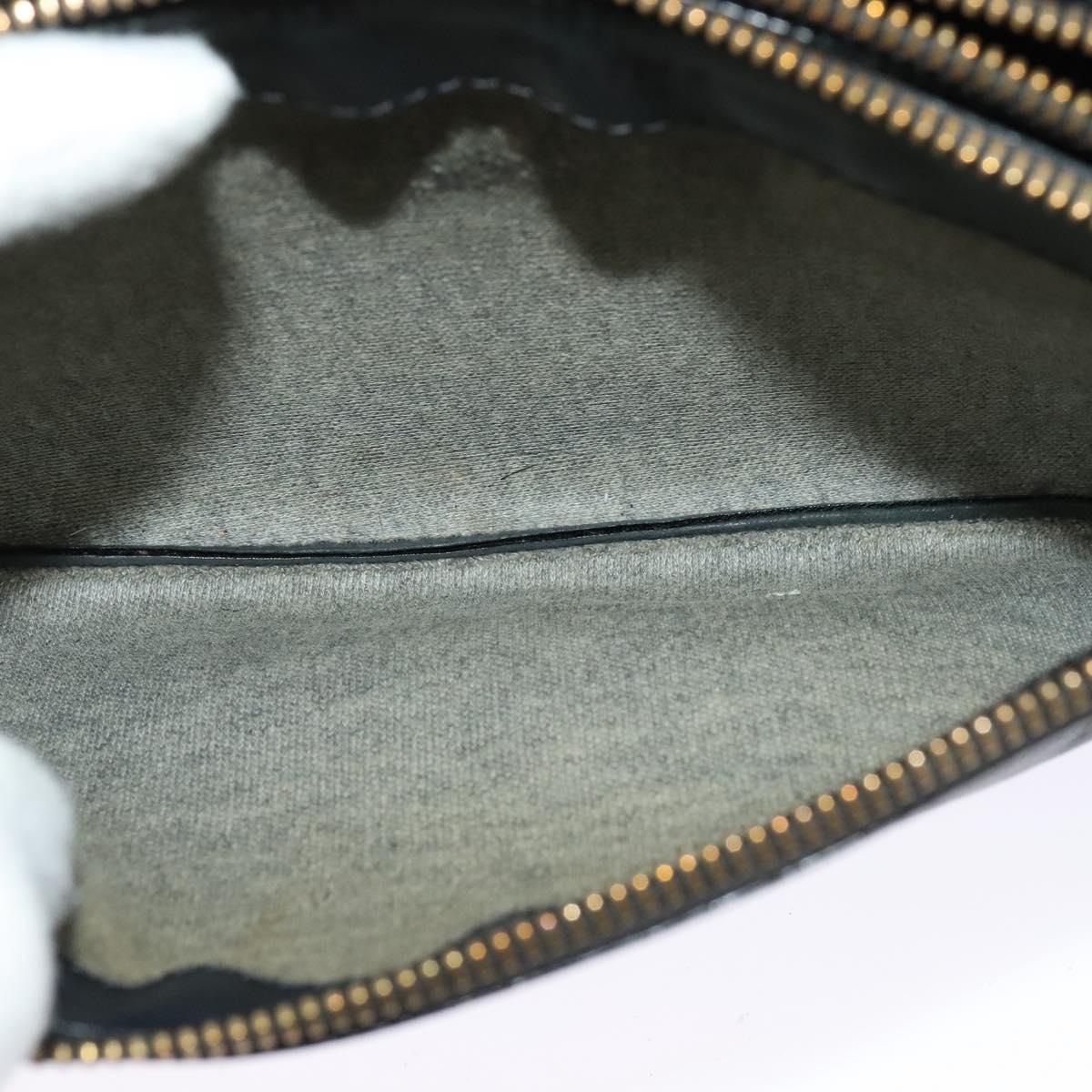 CELINE Trio Shoulder Bag Leather Black Gold Auth 125093