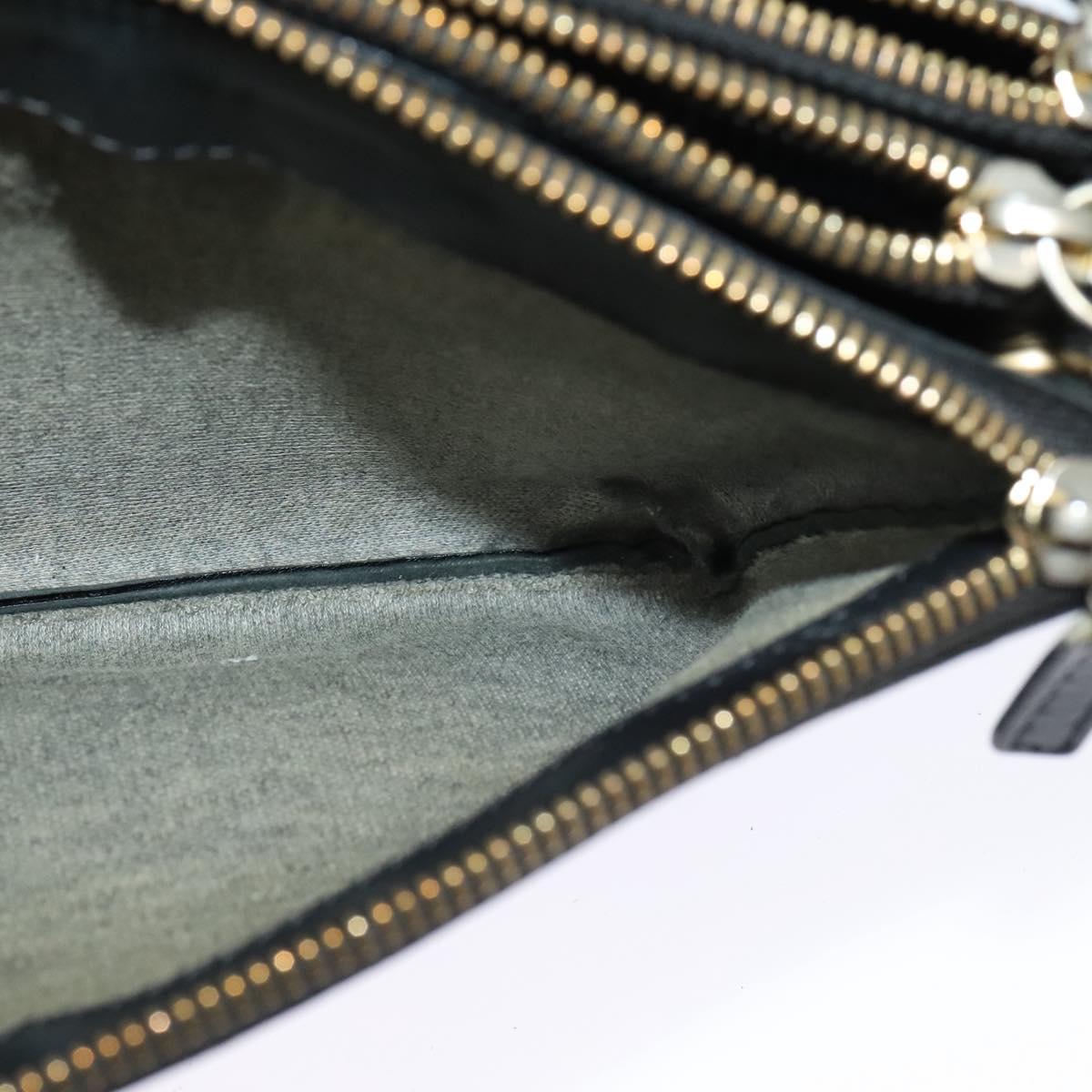 CELINE Trio Shoulder Bag Leather Black Gold Auth 125093