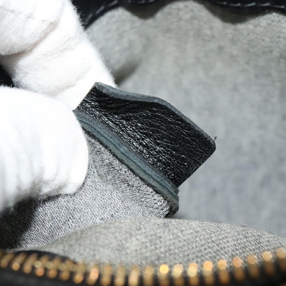 CELINE Trio Shoulder Bag Leather Black Gold Auth 125093