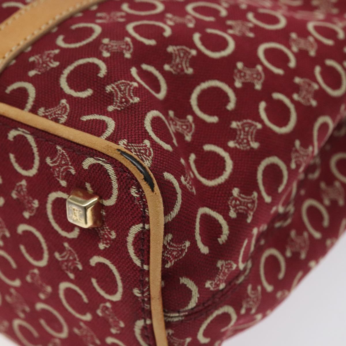 CELINE C Macadam Canvas Hand Bag Red Gold Auth 125094