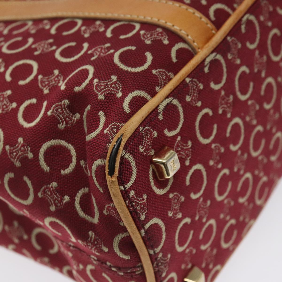 CELINE C Macadam Canvas Hand Bag Red Gold Auth 125094